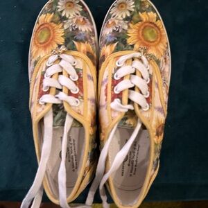 Floral Canvas Sneakers with Sunflower Design